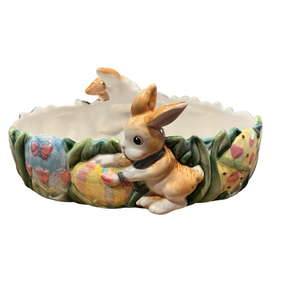 Fitz and Floyd Ceramic Dish “Painting Easter Eggs”, Easter| Spring|Vintage|Candy - Picture 4 of 12